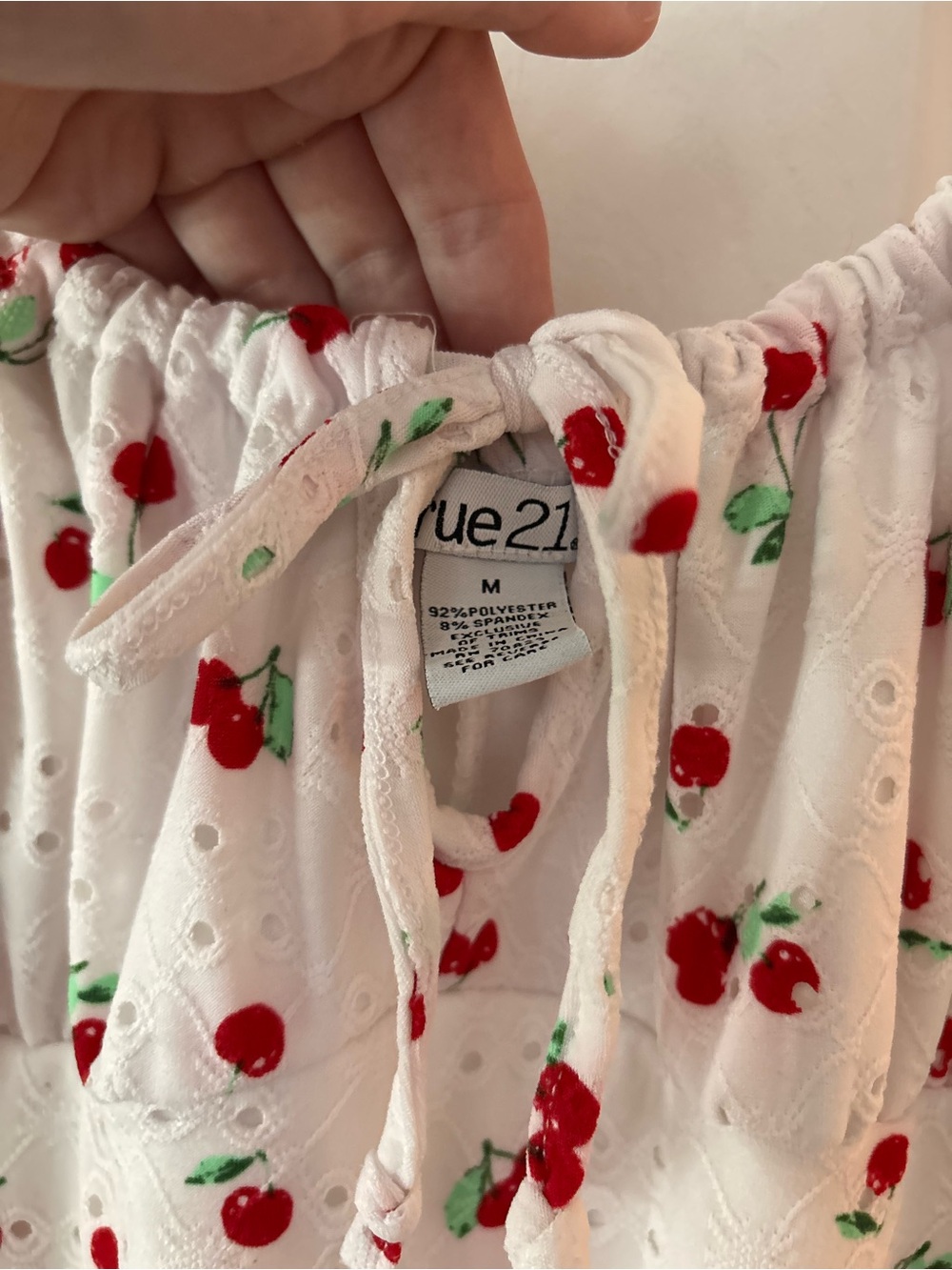 Rue21 White Eyelet Dress with Red Cherry Print - Picture 4 of 4